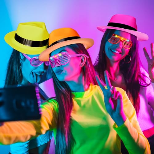 Neon Party Supplies Glow in the Dark Party Favors for Hora Loca Carnival - Neon Hats & Glasses 60 PCS