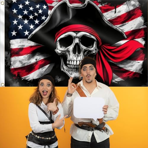 Pirate Banner 5ft x 3ft Skeleton Party Decorations Pirate Backdrop Halloween Birthday