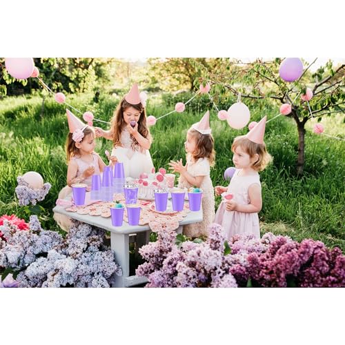 120 Pack Light Purple Disposable Plastic Cups 12 oz Party Drinkware - Halloween Variation