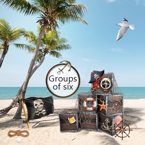 Wooden Pirate Treasure Chest Party Decorations Kit - Ocean Adventure Set