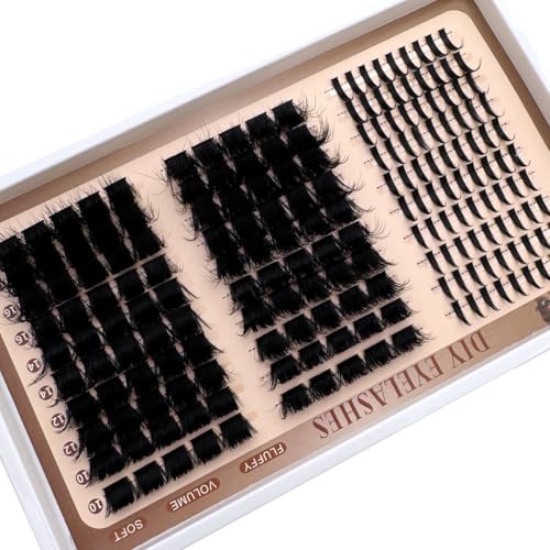 DIY Faux Mink Lash Clusters with Spikes - Wispy Fluffy Eyelash Extensions, Reusable False Eyelashes - Chase/M-200D+300D