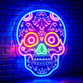 Skull Neon Sign for Wall Decor - LED Neon Light for Gaming, Man Cave, Room