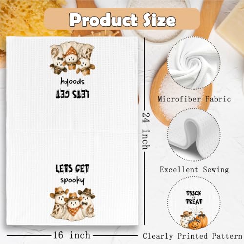 Spooky Halloween Ghost Pumpkin Kitchen Towels Set of 2 16x24 - Dorm Decor