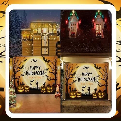 7x8ft Halloween Garage Door Cover Decorations Haunted House Backdrop Banner