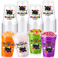 Halloween Baby Shower Cups - 50 Clear 12oz Plastic Cups with Spooky Cauldron & Ghost Design, Brewing Variation