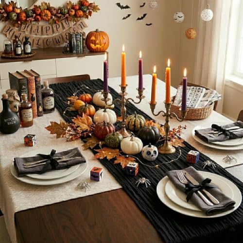 Black Cheesecloth Table Runner 6 Pack - 22 x 120 Inch, Elegant Rustic Decor