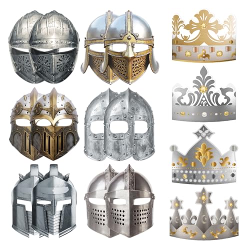 Medieval Knight Party Masks & Crowns Set - 20 Pieces for Costumes & Events