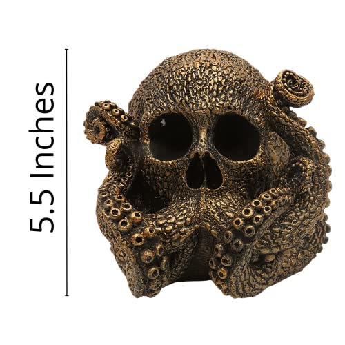Marine Life Skull Octopus Metal Figurine - Unique Home Decor Gift
