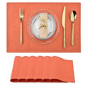 Orange Linen Placemats Set of 6 - Double-Layered Heat-Resistant Table Mats