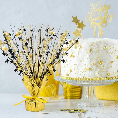 Crowye Black Gold Foil Spray Centerpiece Set - 18 Party Table Decorations - Variation: Black Gold