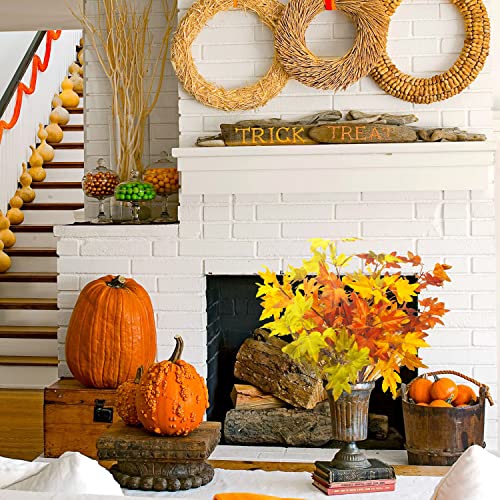 Artificial Maple Leaves Branches 6-Pack Fall Decor Mix for Thanksgiving & Halloween