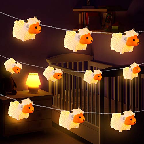 White Lamb Children's String Lights - 10 LED Little Sheep Decor for Kids Room & Party