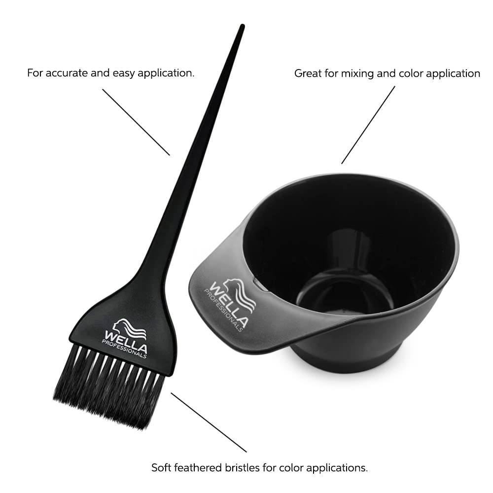 Wella Professionals Color Mixing Bowl & Brush Set - Ideal for Professional & At-Home Use | Black