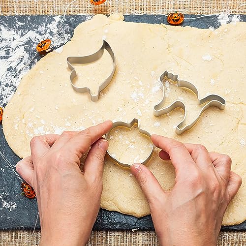Halloween Cookie Cutters Set - 6 Shapes for Cookies, Muffins, Bread, Sandwiches