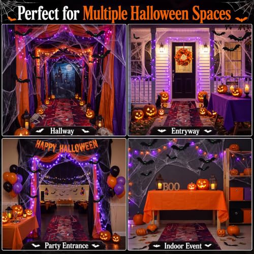 Halloween Corridor Decor Set with Runner, Webs, Bats & Tablecloths - Variation of Halloween