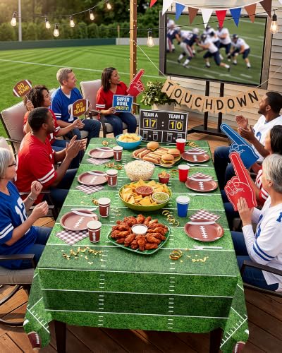 Football Plastic Tablecloth 54x108 Inch - Disposables for Rectangle Tables - 8 Pack