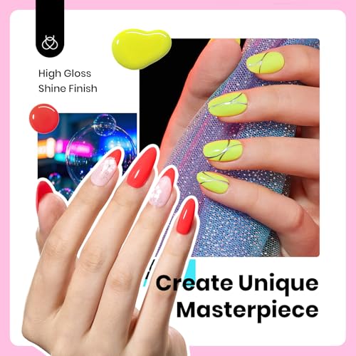 Neon Bubbles Gel Nail Polish Set - 6 Vibrant Colors, 15ML, Neon Bubbles Variation