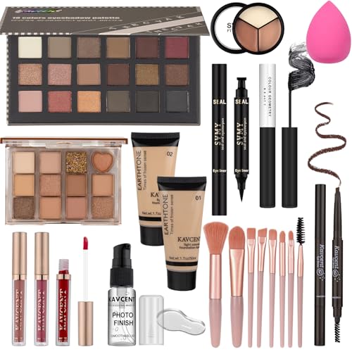 Teen Makeup Kit with Eyeshadow, Lip Gloss, Foundation & Brushes – All-in-One Cosmetics Set for Girls