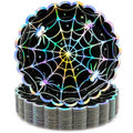 Spider Web Halloween Paper Plates 7 Inch - 50 Pack, Holographic Design