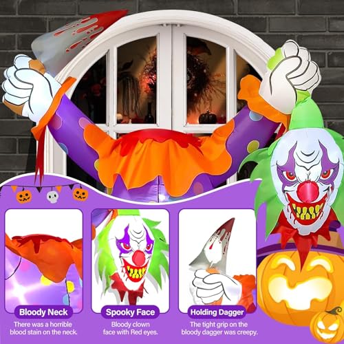 4.5FT Halloween Inflatable Clown Window Decoration - Blow Up Spooky Scene