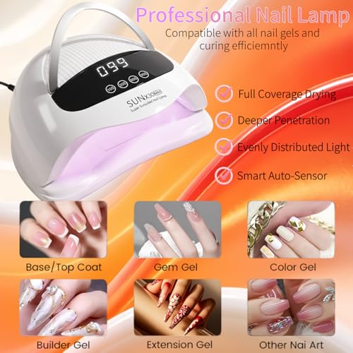 380W UV LED Nail Lamp with 90 Beads, Automatic Sensor & 4 Timer Settings for Gel Nail Curing, Salon & Home Use