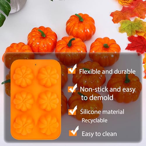 Halloween Pumpkin Silicone Mold 3-Pack for Cake Candy & Dessert Decorating - Orange