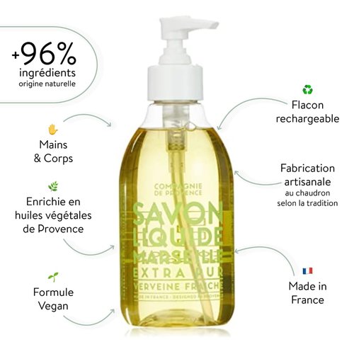 Compagnie de Provence Liquid Soap - Extra Pure Fresh Verbena - 10 Fl Oz Pump Bottle
