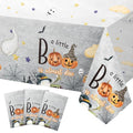 Halloween Baby Shower Tablecloth Set - 3 Pc Neutral Ghost Pumpkin Design - Little Boo