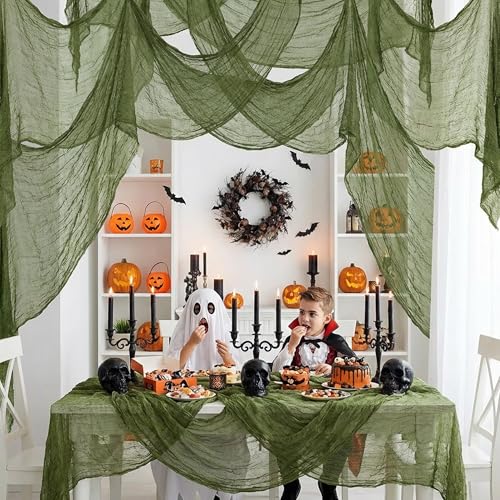 Green Halloween Creepy Cloth - 400x85 Inch Oversize Gauze for Spooky Decorations
