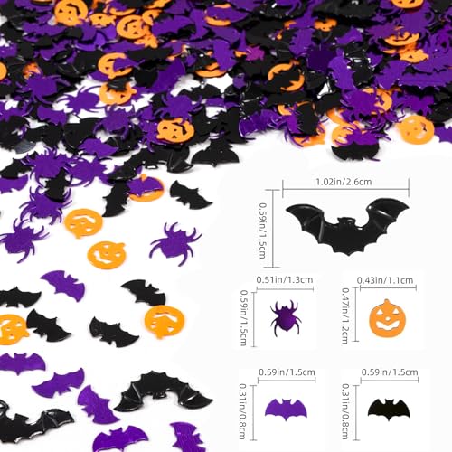 Halloween Party Table Scatter Confetti - Purple Black Bat Foil Decorations - 3000 Pcs