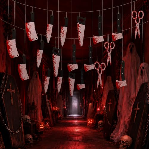 Halloween Bloody Knife Banner Decorations 20Pcs Spooky Weapon Ornaments
