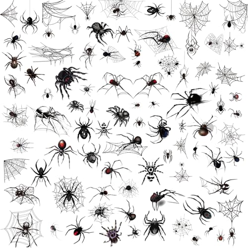 Halloween Spider Web Temporary Tattoos Kit - 178 Piece Face & Arm Stickers for Adults