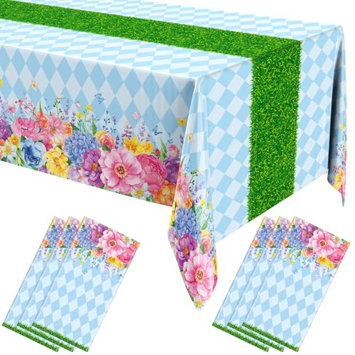 Wonderland Plastic Tablecloth 108x54 Inches for Tea Party and Events - 6 Pack