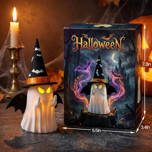 Spooky Halloween Ghost Figurine Indoor Decor - Hand-Painted Resin Statue, 4.7x6.6 Inches