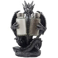 Mythical Dragon Salt and Pepper Shaker Set with Holder - Gothic Fantasy Decor