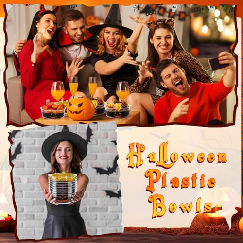Halloween Candy Bowls Set - 50 Clear Plastic Pumpkin & Ghost Snack Containers