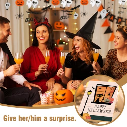 Halloween Card for Him Her WD-026 Spooky Cat Window Design - Party Greetings