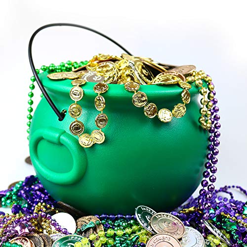 Green Cauldron Pot for St. Patrick's Day & Party Decorations - 8 Inch Plastic
