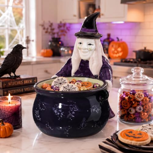 Halloween Witch with Cauldron Ceramic Candy Bowl - Witch Cauldron