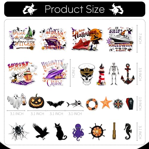 Halloween Cruise Door Magnets Set - 25pcs for Refrigerator & Cabin Decor - Variation: Cruise