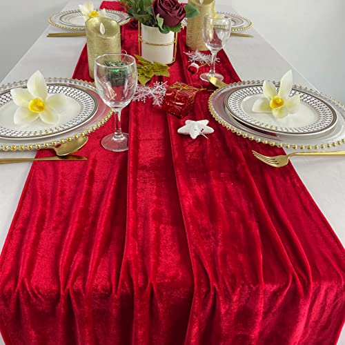 Red Velvet Table Runner 20x120 Inch Wedding Reception Decor - EHLDekol
