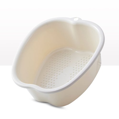 AMOBON Foot Soaking Bath Basin: Plastic Foot Spa Basin for Soaking Feet - Foot Soaking Tub with Massage Dots - Roomy Foot Soak Bucket for Water Spa and Foot Massage (White)