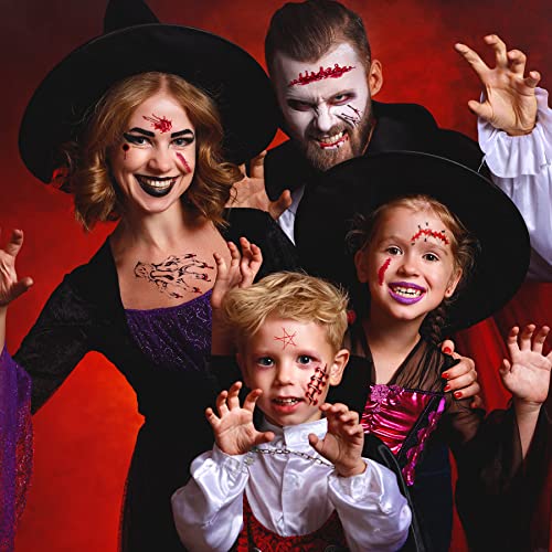 Halloween Scar Temporary Tattoos 154pcs Waterproof Fake Wounds & Vampire Bites