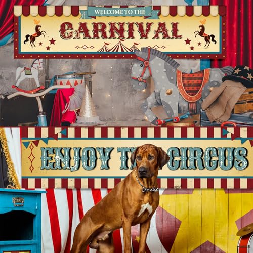 Halloween Circus Carnival Banner Set - 4 Retro Party Decorations