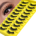 Wispy Cat Eye False Eyelashes 10 Pairs Fluffy Strip Lashes - Yellow Variation