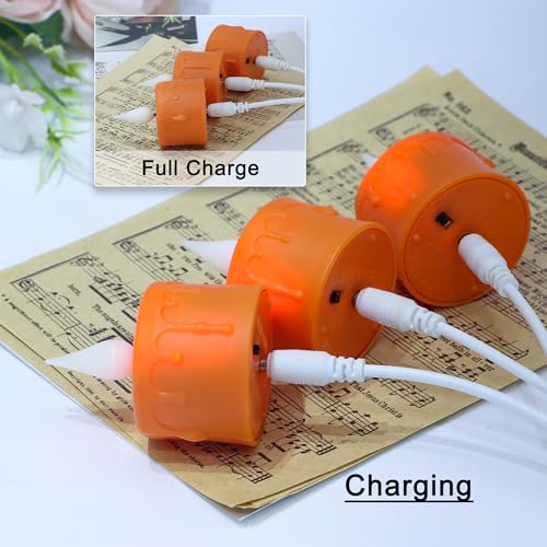 Orange Rechargeable Flameless Candles with Remote & Timer - Set of 6
