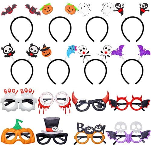 16PCS Halloween Glasses & Headbands Costume Set - Party Photo Props