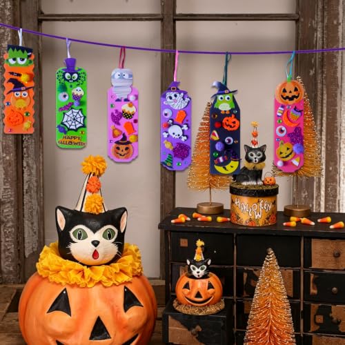 Kids Halloween Craft Kit with Foam Bookmarks and Decorations - 36 Sets