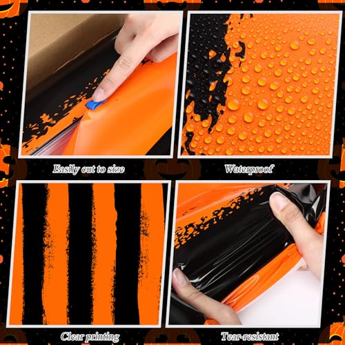 Halloween Tablecloth Roll 54x100ft with Cutter Box - Creepy Carnival Design