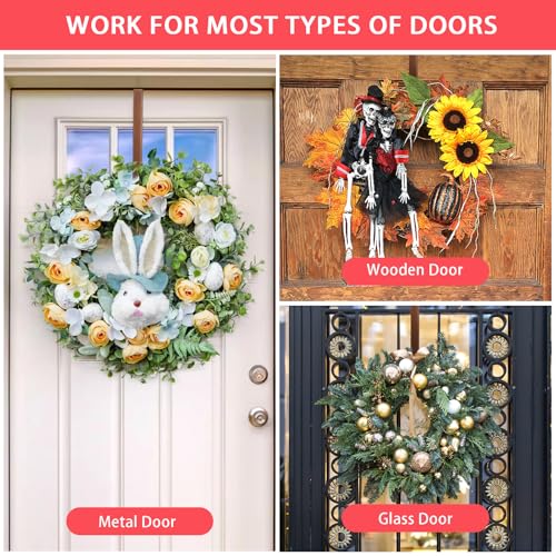 12” Bronze Wreath Hanger Over the Door Hooks - 2 Pack, Non Scratch Front Door Decor